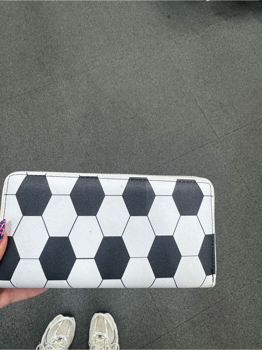 Fifa soccer ball Black & White Hexagon Pattern Zip Wallet